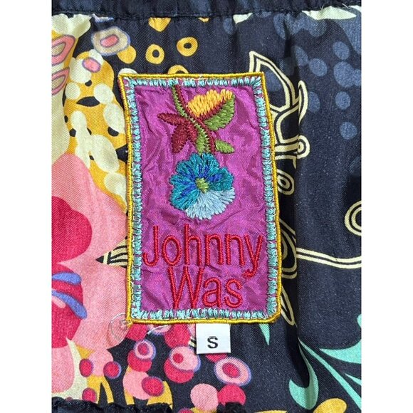 Johnny Was Women’s Floral Silk Top Long Sleeve Tasseled Tie Front Boho Small - Picture 3 of 9